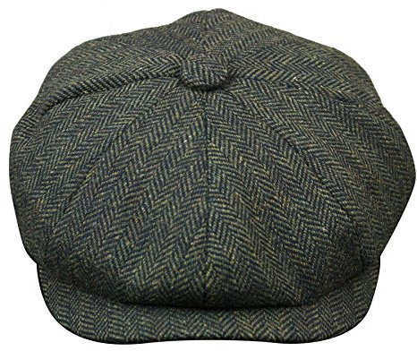 TruClothing Mens Tweed Newsboy Cap Baker Boy Flat Check Grandad Hat Blinder 8 Panel Olive Green M