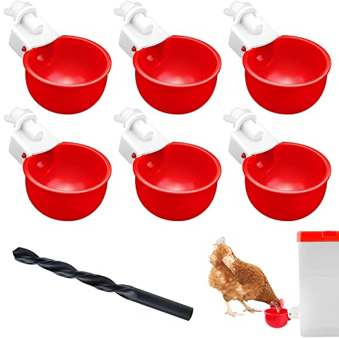 DIY-Tränken für Hühner, 6er-Pack Automatischer Tränke-Bausatz für Hühner mit 1/8-Zoll-MPT-Lochsäge für Eimer, Kisten und Tröge, Tränke für Geflügel wie Küken, Enten, Gänse, Truthähne oder Kaninchen