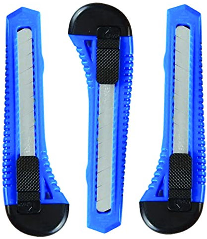 PARENCE - Set di 3 frese funzionali - Larghezza lama 18 mm - Serratura lama - Taglierina cartone, carta - Uso quotidiano