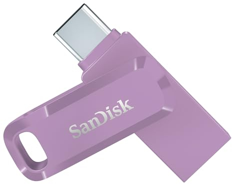 SanDisk Ultra Dual Drive Go USB Type-C 256 GB (Android Smartphone Speicher, USB Type-C-Anschluss, 400 MB/s Lesegeschwindigkeit, Nutzung als Schlüsselanhänger möglich) Lavendel