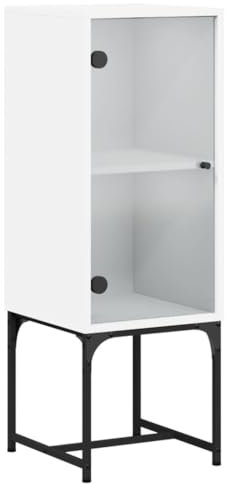 vidaXL Beistellschrank mit Glastür, Sideboard mit Stauraum, Kommode für Wohnzimmer, Anrichte Wohnzimmerschrank, Modern, Weiß Holzwerkstoff