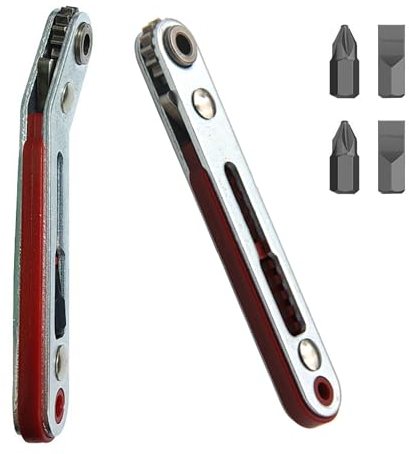 2 mini chiavi a cricchetto magnetiche, testa piatta e gomito, mini cricchetto, cricchetto, mini cricchetto, set con 4 teste bit, per case, elettrodomestici, macchine e altri dispositivi