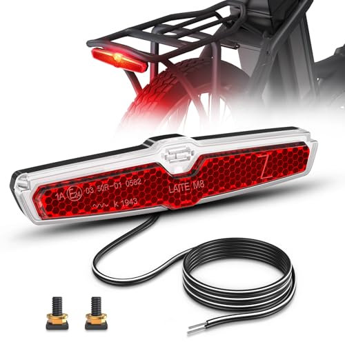 Amitor Ebike Rücklicht mit Bremslicht und Reflektor, StVZO Zugelassen E-Bike Rücklicht mit Kabel, IPX5 Wasserdicht E Bike Rückleuchte LED, Sicher, Hell und Zuverlässig Rücklicht Ebike Gepäckträger