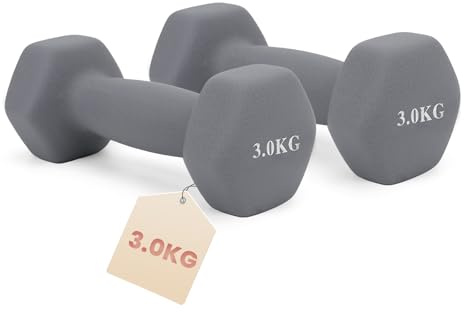 HCT STYLE Set de Mancuernas, 2 Pesas Hexagonales de 1 a 5 kg | Mancuernas con revestimiento antideslizante para fitness, aeróbic, fuerza y entrenamiento en casa, disponibles de 1 a 5 kg