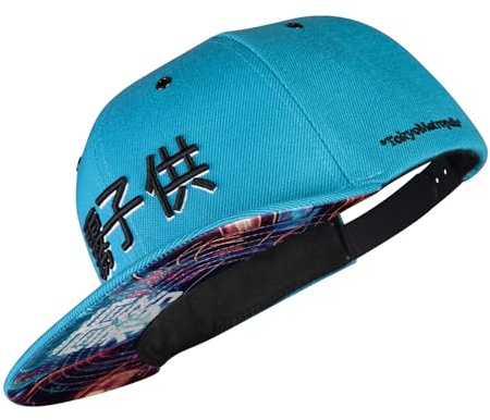 Nebelkind Snapback-Cap-Herren Damen Cyberpunk Japan Electric Blue Blau Einheitsgröße OneSize Größenverstellbar Baseballkappe Unisex Basecap Streetwear Style Baseball-Kappe mit geradem Schirm