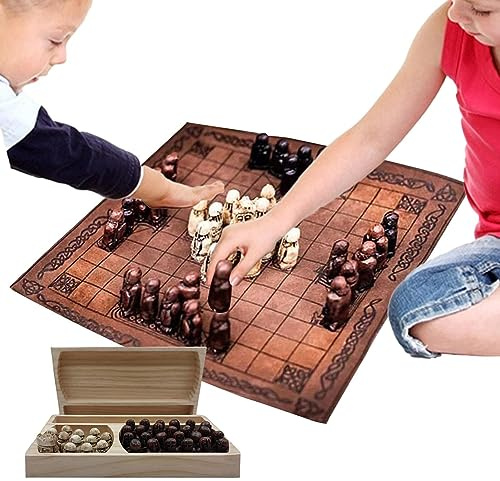 Tablero De -3D Juego Weykinger-Schach con Figuras Vikingas | Estrategia Asimétrica, La Corte Europea para Niños Y Adultos, Fiesta, D