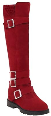 AEGJEGVD Femme Bottes Hautes Genoux Botte Equitation pour Femmes Bottes de Cowboy Confortables Tirer Sur Les Boots D'Hiver D'Automne Bottines Western Chaussure Vintage Mode Cuir Women Shoes