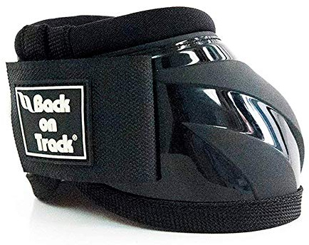 Back on Track Performance Equine Durable Rubber Horse Protective Pair of Hoof Bell Boots with Loop Closure, Black, Large