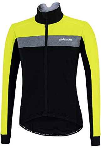 Airtracks Herren Thermo Fahrradjacke Winter Radjacke Softshell Pro Team -schwarz neon XXL