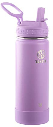 Takeya Actives Insulated Stainless Steel Water Bottle with Straw Lid, Plastic, Lilac