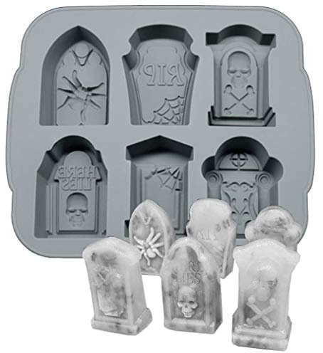3D Halloween RIP Gravestone for DIY Cake Fondant Baking Soap Ice Trays Chocolates Hard Candies Desserts Drop Glue Decor Silicone Mould Mold Tool