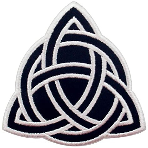 Simbología celta Triquetra Parche Bordado de Aplicación con Plancha, Blanco negro