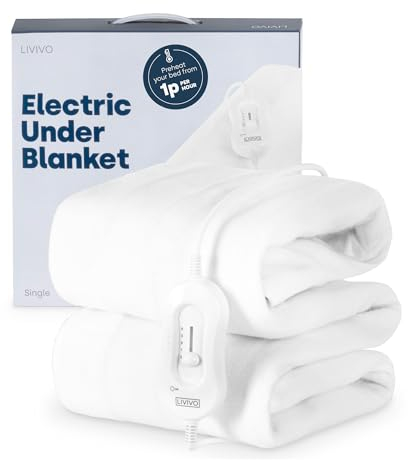 LIVIVO Electric Under Blanket - Heated Underblanket with 3 Heat Settings, Detachable Control, Ultra Fast Heat Up, Overheat Protection & Straps for an Easy Fit (Single)