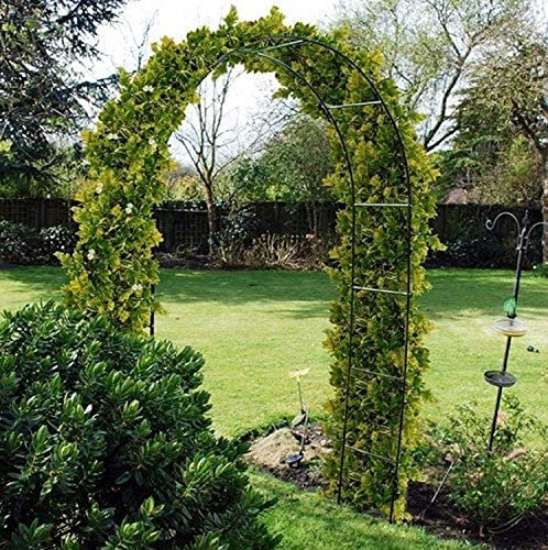 Black 2.4M Metal Frame Garden Arch Heavy Duty Strong for Climbing Arbor Plants Roses Support Lawn Patio Archway Wedding Garden Decoration