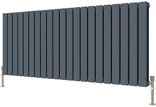 Radbliss Horizontal Flat Panel Radiator 600x1428mm Anthracite Matt Grey Double Design RAD Central Heating