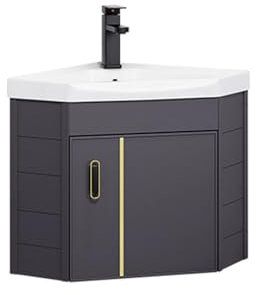 YNAYGDIUGD Lavabo A Parete,Lavello in Ceramica,Lavandini Ad Angolo per Bagno, Lavandino Ad Angolo per Bagno, Set Combo di Mobili A Parete per Piccoli Spazi (Size : 42cm, Color : Without Mirror)