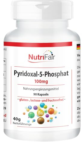 Pyridoxal-5-Phosphat 100mg - mit 68,5mg Vitamin B6 pro Kapsel - 90 Kapseln - Hochdosiert - 100% Vegan – Deutsche Produktion & Laborprüfung - NutriFair | Premium & Fair