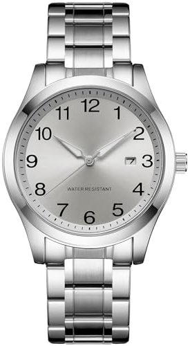 CIVO Uhren Herren Edelstahl Silber: Armbanduhr Herren Analog Wasserdicht - Herrenuhr mit Datum Leuchtend Klassische Business Quarzuhr Grau Zifferblatt Geschenke für Männer