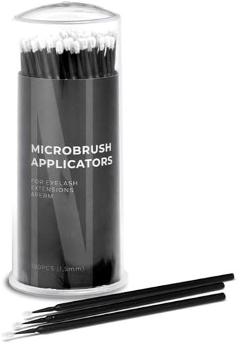 Microspazzole per ciglia Nanolash 100 pezzi - applicatori per ciglia usa e getta, microspazzola per extension ciglia, micro applicatore privo di pelucchi (1,5 mm)