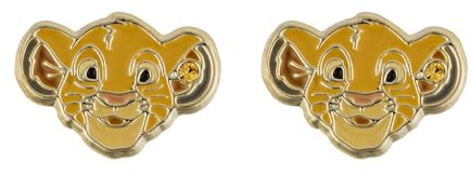 Disney The Lion King Simba - Pendientes chapados en oro para niñas
