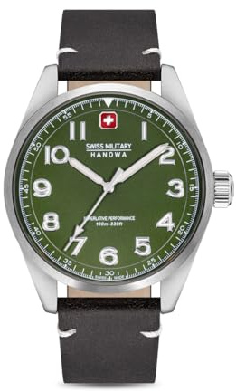 Swiss Military Hanowa Reloj Falcon para Hombre con Correa de Piel auténtica, 42 mm de diámetro, Cristal de Zafiro