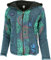 GURU SHOP Goa Patchwork Jacke, Bestickte Boho Kapuzenjacke mit Fleecefutter, Ethno Jacke - Petrol, Damen, Size:M