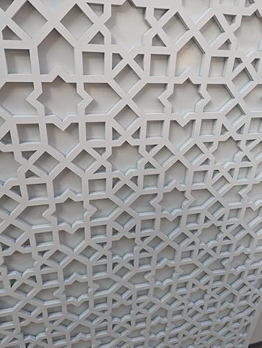 Wooden mesh Decorative Panel, Wall partition, Radiator Cover Grille, Cut-Outs, Kitchen Furniture, Laser Cut in 6mm Thick MDF (Size 1200mm x 500mm) Moroccan Pattern (M3) Made in The UK. (Primed White)