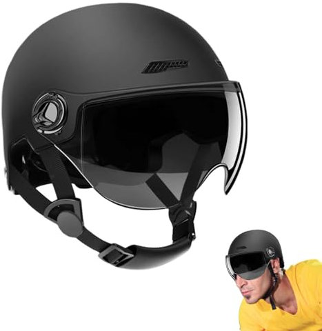 Adult Electric Scooter Helmet, Bicycles Helmets for Men Women, Adults Helmet with Goggle Sun Visor, Highly Protective Cycling Half Helmet, for Electric Scooter Road Bikes Skating(Black)