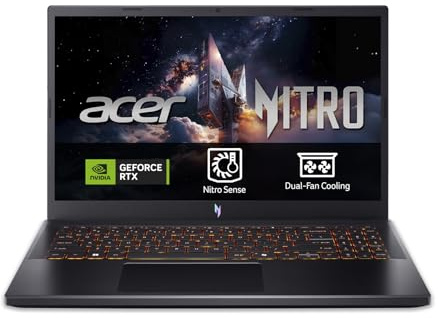 acer Nitro V 15 ANV15-52 Gaming Laptop da 39,6 cm (15,6 pollici), Full HD Intel Core i7-13620H, 16 GB RAM, 512 GB SSD, NVIDIA GeForce RTX 5050, senza sistema operativo, tastiera spagnola QWERTY nera