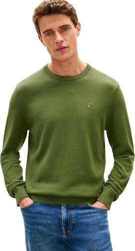 Tommy Hilfiger Men Essential SSNL Cotton Crew Neck MW0MW39999 Pullover Sweater, Green, L