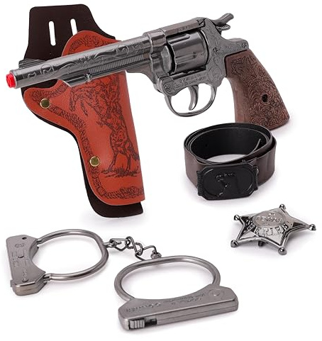 Toyland® 20cm (8 tum) 5-delars sheriffkostymset - Gjuten pistol, bälte, hölster, handbojor och märke