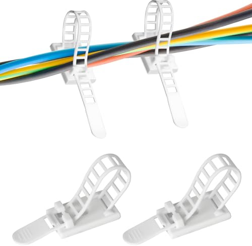 25 PCS Attaches Câbles et Fixations avec Support Adhésif, Attaches Câbles Nylon, Serre-Fils, Organisateur avec Fort Ruban Adhésif et Option Vis, Parfait pour la Maison, le Bureau et l'Atelier, Blanc