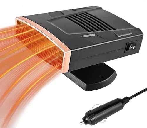 Chuankefanxing 12V 200W tragbare Autoheizung, 2-in-1 Autoheizung zum Heizen und Kühlen, Autoheizung und Defroster mit Zigarettenanzünder-Stecker, schnell aufheizender Defroster und Defogger