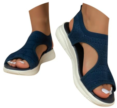Sandali Donna Estive Ciabatte Ortopediche Scarpe Aperte Estivi Ciabatta Estiva Comodi Anziana Zeppa Comode Eleganti Sandalo Elastico Blu Ortopedici Con Trekking Estivo Platform Alluce Valgo,Blu,39