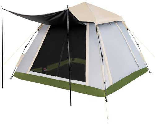GOPLUS Tienda de Campaña Pop-up para 2-4 Personas, Tent Instantánea para Playa, Impermeable 2000 mm, Tela Oxford y Varilla de Fibra de Vidrio, Protección 50+ para Camping Pesca, 235 x 235x170 cm