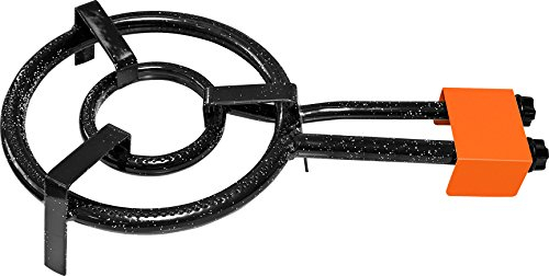 Garcima 20311 Paella - Quemador de Gas Natural de Doble Anillo, 30 cm, Acero, Negro