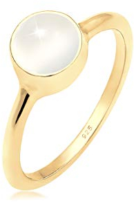 Elli Ring Damen Solitär mit Mondstein in 925 Sterling Silber (54)