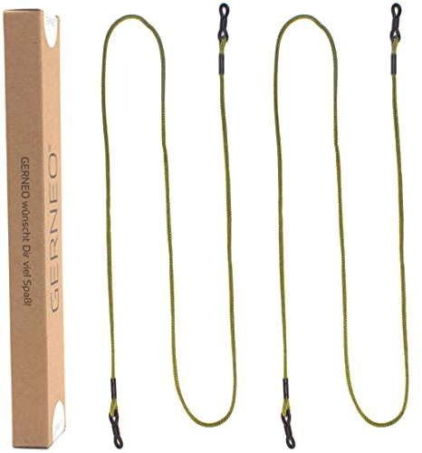 GERNEO® - Berlin – högkvalitativt glasögonband av tyg – extra långt unisex glasögonsnöre för solglasögon och läsglasögon – olika färger – svarta hållare, Racing grön, One size