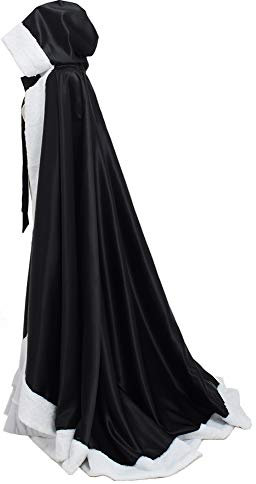 GRACEART Donna Mantello Nozze Mantellina Di Pelliccia Gratutio Muffa A Mano Mantella Giacca con Cappuccio Outwear per Donne (Nero)