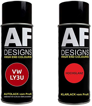 Alex Flittner Designs, vernice spray per auto, set per VWVolkswagen Tangorot Perl LY3U, vernice di base trasparente bicomponente, 400 ml