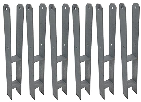 BURI 6 Stück H-Anker Pfostenträger feuerverzinkt 71 mm x 600 mm H-Träger Pfostenanker