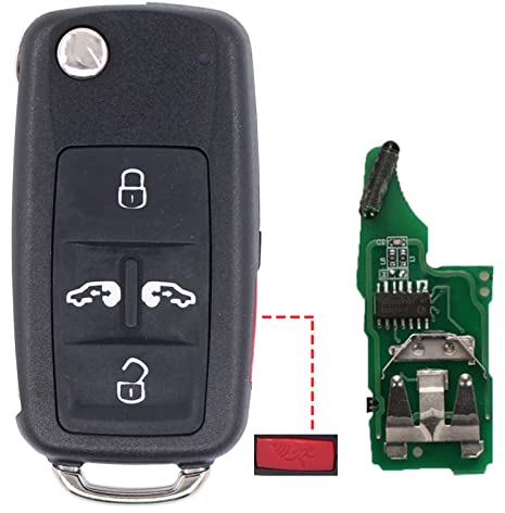 Doo Engy Schlüssel Fernbedienung Autoschlüssel 5 Tasten Sendeeinheit 434Mhz ID48 Chip mit elektronische Karte Transponder Gehäuse Fräsen Batterie für Multivan T5 Sharan 7N Alhambra