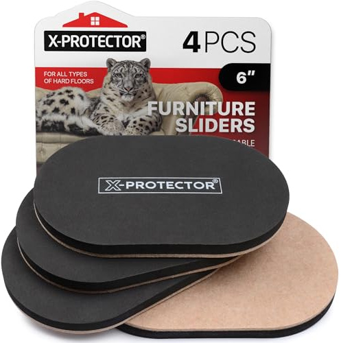 X-Protector Felt Furniture Sliders Hardwood Floors - 4 PCS 6 x 3 1/2 Furniture Sliders - Heavy Duty Felt Sliders Hard Surfaces – Move Your Furniture Easily & Safely!