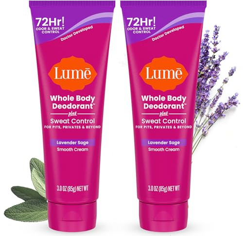 Lume Whole Body Sweat Control Deodorant Cream Tube - 3 oz, 2 pk Lavender