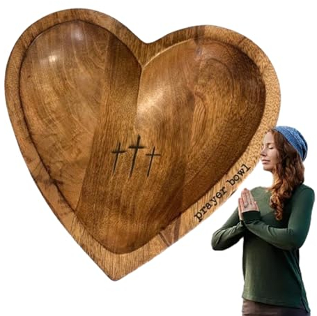 Fulenyi Ciotola da preghiera forma di cuore, decorazione per impasto per preghiera, ciotola per impasto con biglietti di preghiera per comodini, caminetti, cassettiere da camera da letto, comodini