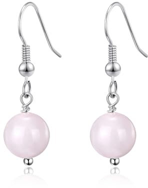 Philip Jones Rose Quartz Gemstone Round Drop Earrings