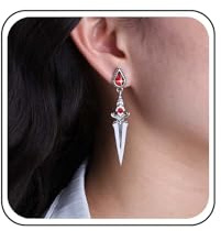Inateannal Punk Espada Pendientes De Plata Y Rubí Con Cristal Rojo - Daga Gótica Cuchillo Daga Stud Pendientes De Joyería Para Mujeres Y Niñas
