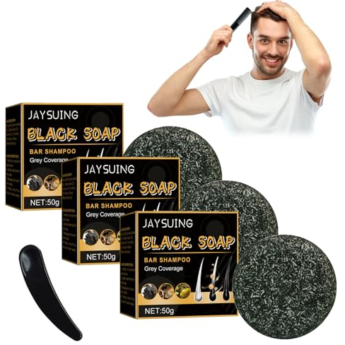 Lot de 3 barres anti-gris pour hommes, savon naturel gris vif qui favorise la production de mélanine, savon anti-gris qui restaure la couleur naturelle des cheveux