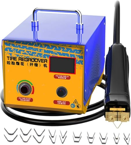 Professional 1000W Tire Groover Machine for Truck Car Tires - U-Shaped, V-Shaped Grooving Tool with 20 Blades - Tyre Regroover Iron for Precision Cutting