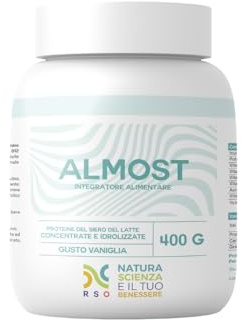 RSO Whey Protein Delattosate 400 g – Proteine in Polvere Concentrate e Idrolizzate – Supporto Massa Muscolare e Recupero – Senza Glutine – 20 Porzioni – Gusto Vaniglia